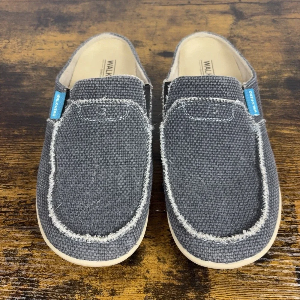 Gecko Man Walk Hero Canvas Slip On Loafers Mens Sz 9 Blue Arch Support Orthotics